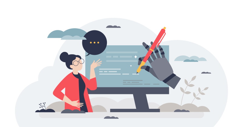 A person using AI assistance for text editing