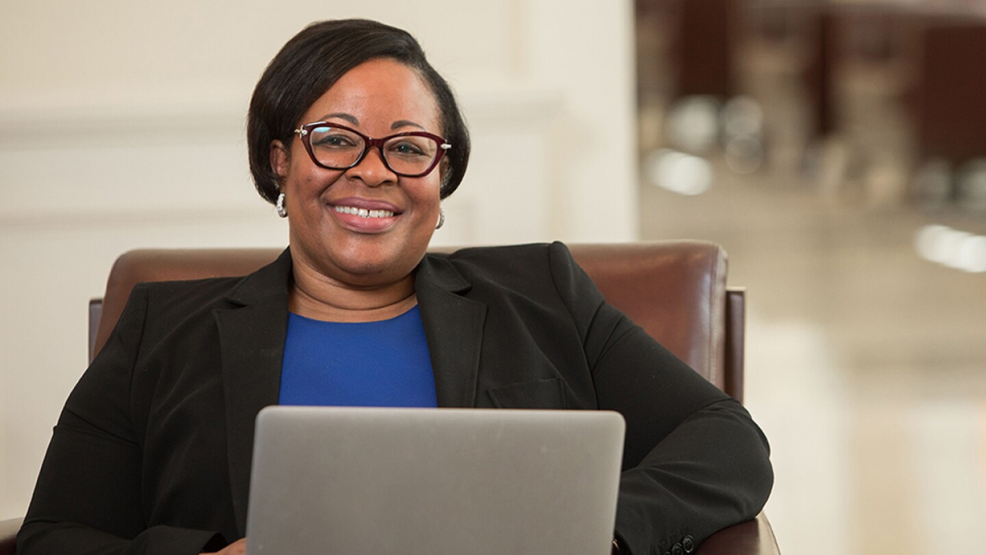 Woman working on her laptop