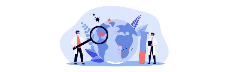 Illustration of epidemiologists examining disease