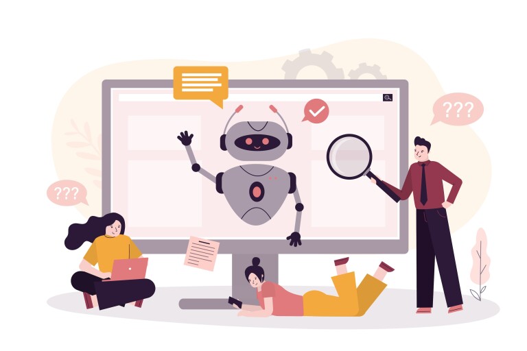 A group of students interacting with AI.