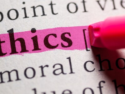 Ethics definition highlighted on a page