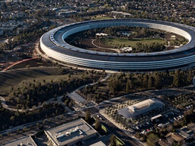 Aerial view of new Apple inc. building