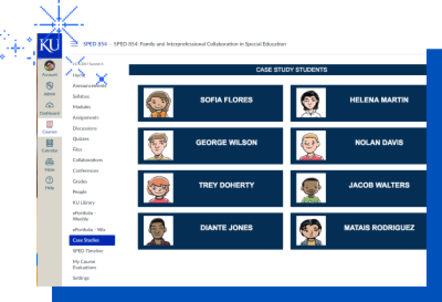 A screenshot of the Case Studies module within the Jayhawkville experience.
