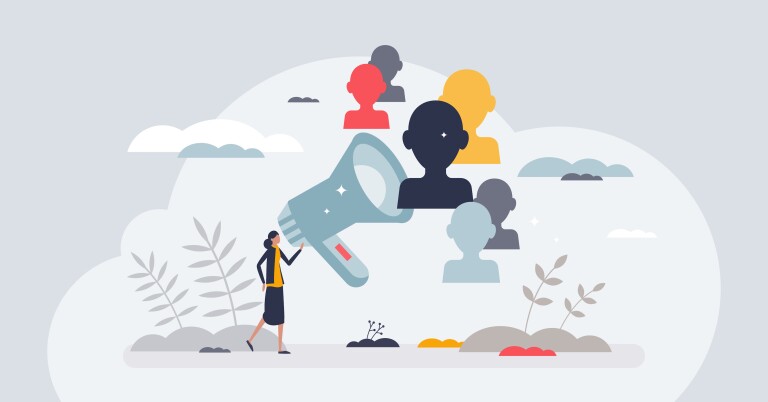 An instructor holding a megaphone