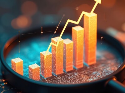 Graphic depicting trend analysis using 3D bar charts