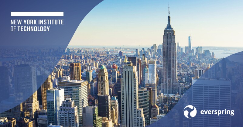 New York City skyline with New York Institute of Technology logo