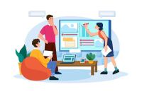 Team collaborating on a case study