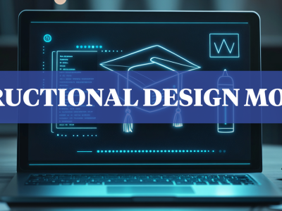 laptop with instructional design models as headline