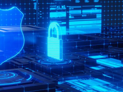 Concept of cybersecurity, data protection and other digital securities.