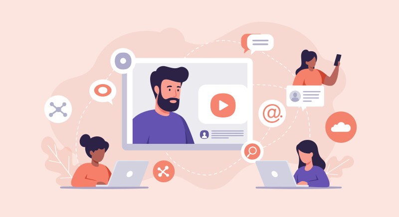 People attending an online course.