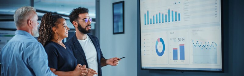 Company Operations Manager Holds Meeting Presentation.