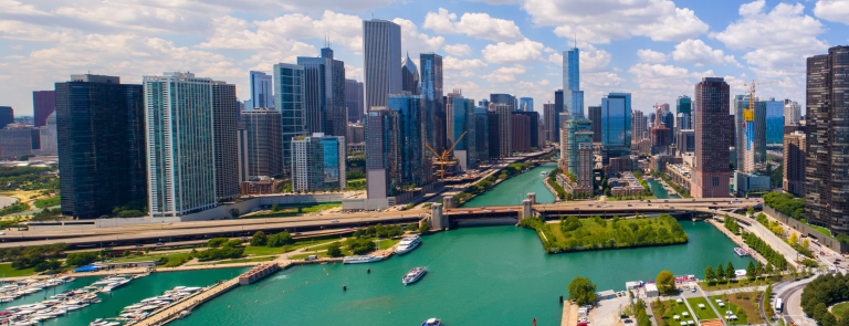 Aerial view of Chicago skyline