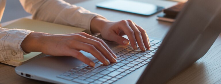 Student working on laptop