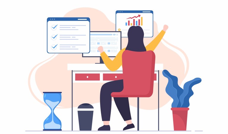 A student taking a quiz on a computer