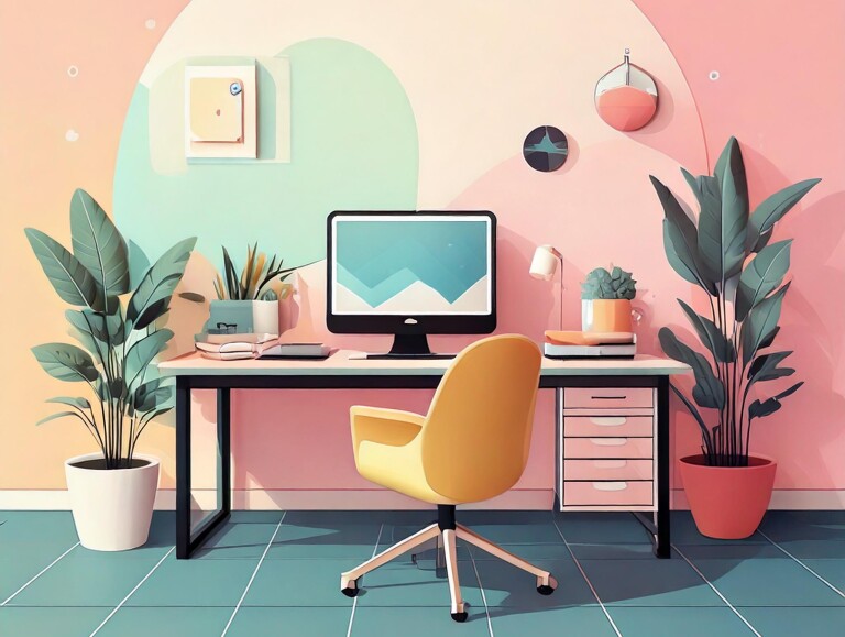 An office with a desk and computer