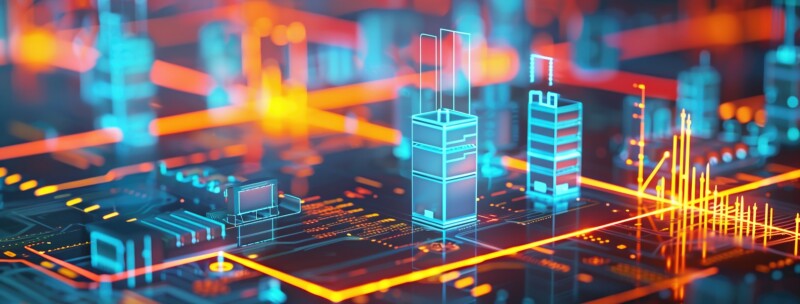 rendition of a grid using lights