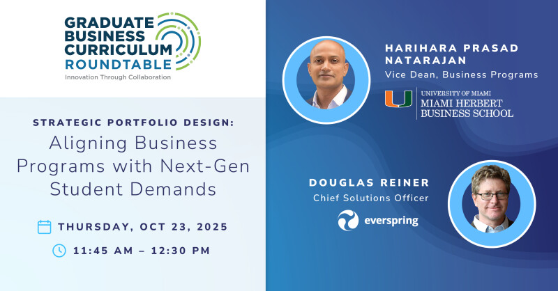 Harihara Prasad Natarajan and Douglas Reiner are presenting, "Strategic Portfolio Design: Aligning Business Programs with Next-Gen Student Demands" at GBC Roundtable