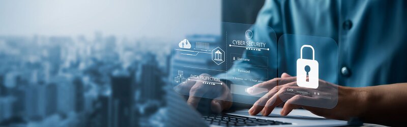 interface displaying person using data protection to safely log into system