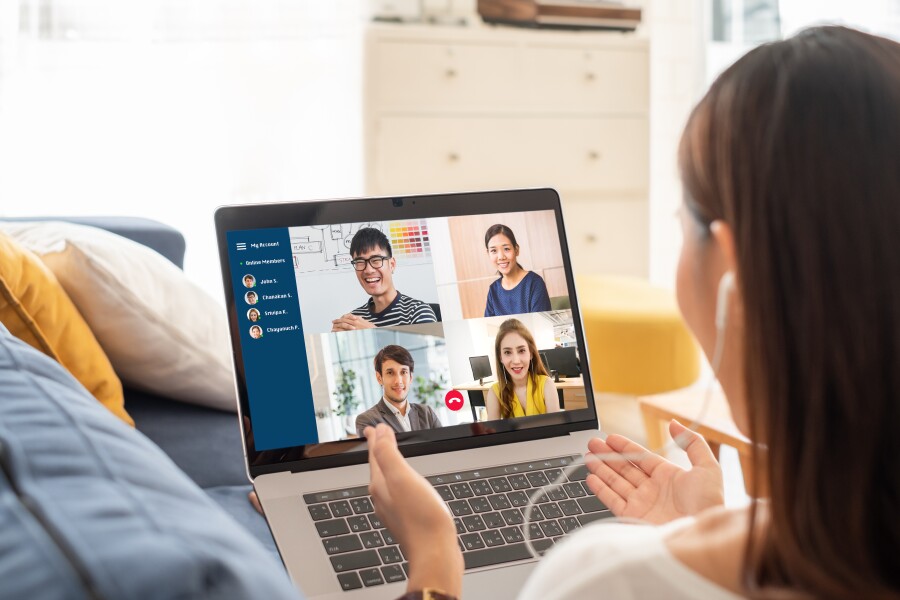 Young Asian businesswoman work at home and virtual video confere