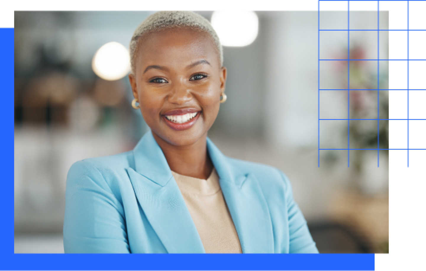 A close-up of a female professional smiling.