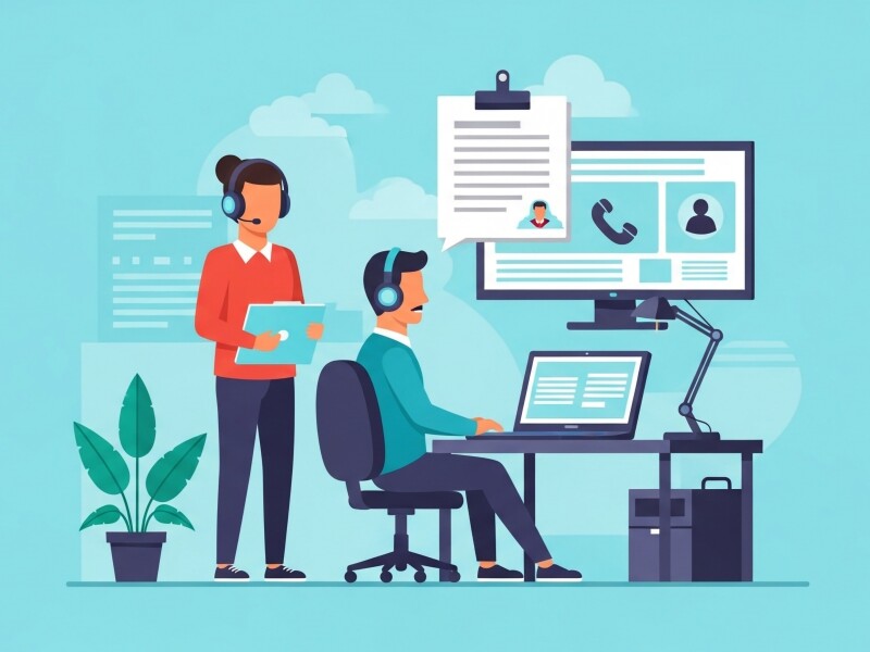 Two people wearing headsets, engaging with computer screens