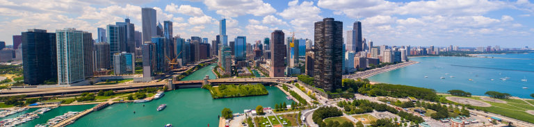 Aerial view of Chicago skyline