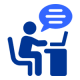 Person with speech bubble using laptop