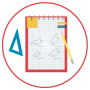 graph paper with geometry work drawn out