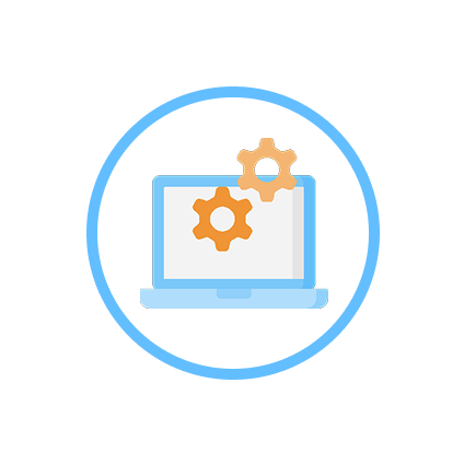 Icon of a laptop with gears