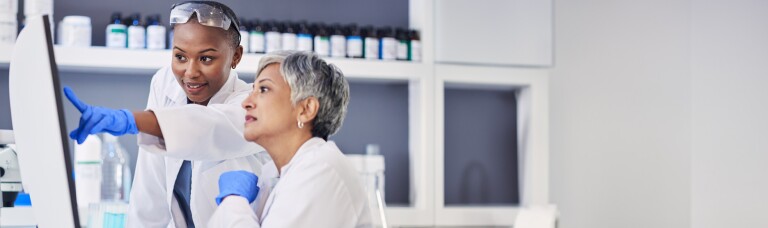 two women working on data science