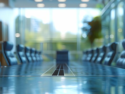 Long table in a conference room