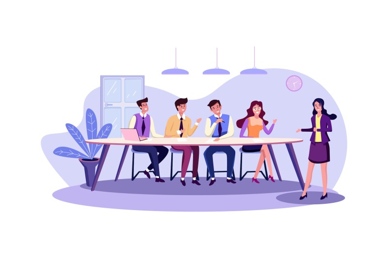 Instructor facilitating a round-table discussion.