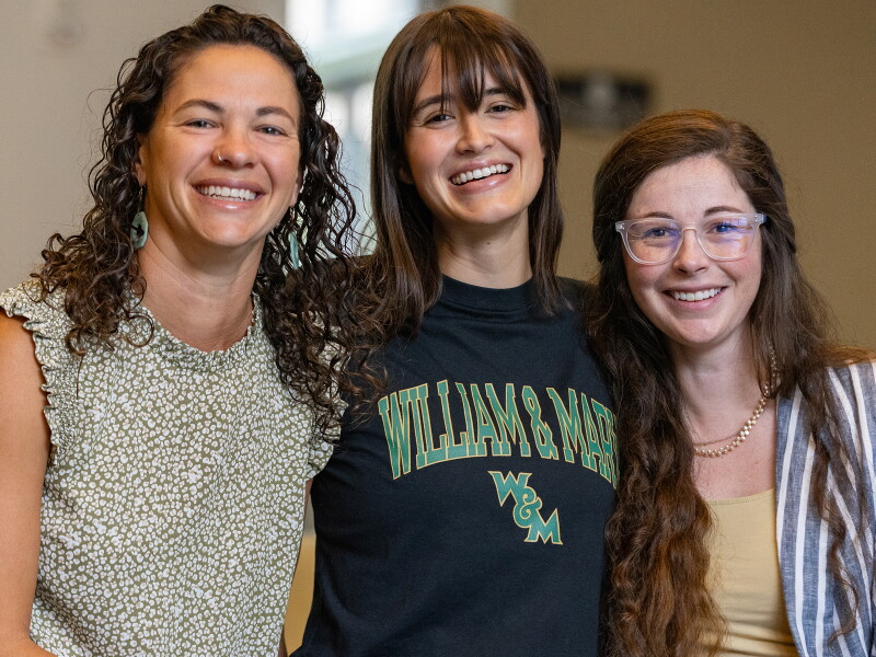 Three smiling William & Mary SOE students