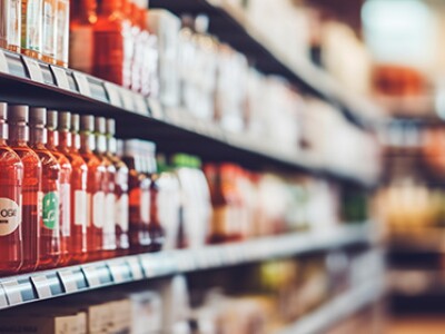 Products on store shelves