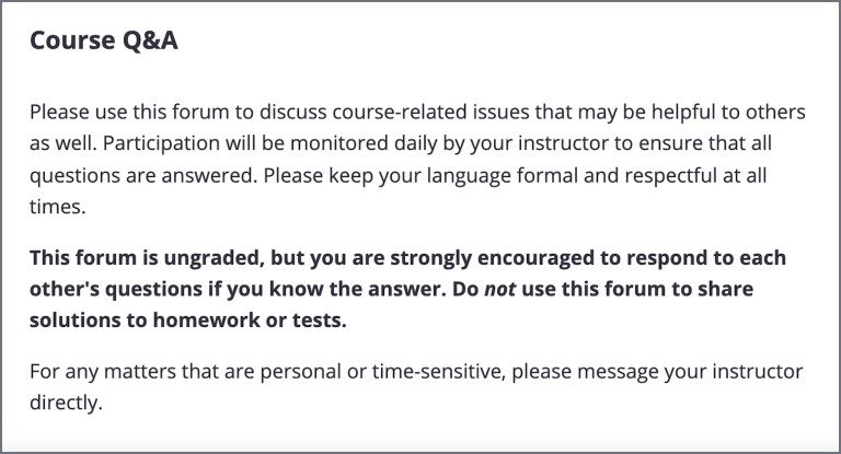 Screenshot of Q&A forum example.