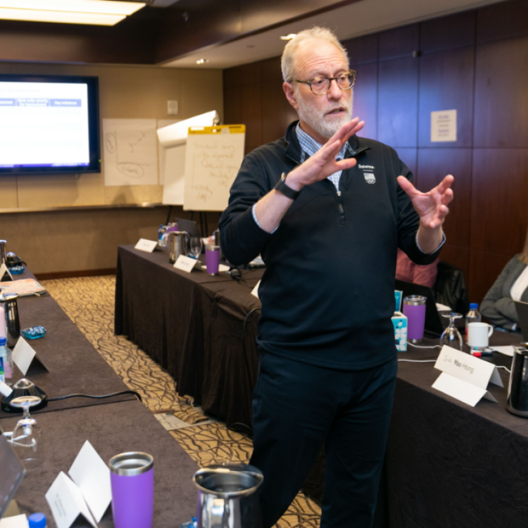Northwestern faculty member speaking in front of students