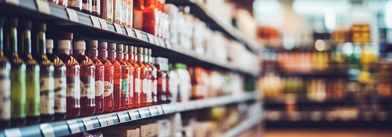 Products on store shelves