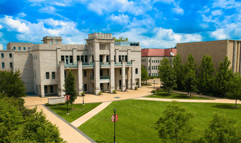 Exterior of Bradley Hall on Bradley University campus