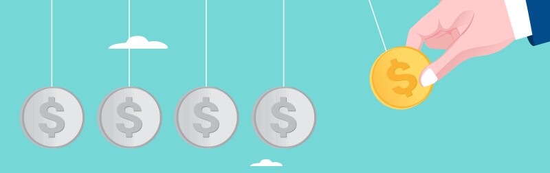 Illustration of a Newton's Cradle representing business capital