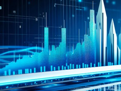 Concept of bar graph displaying demographic marketing data with AI driven data.