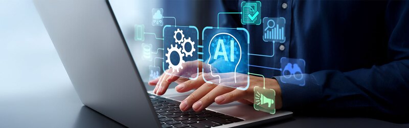 AI tool being used on a laptop.