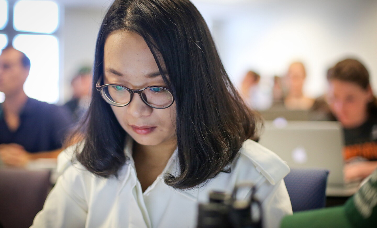 Tulane Law student focusing on her work