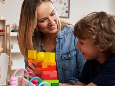 A teacher works with a class of diverse learners.