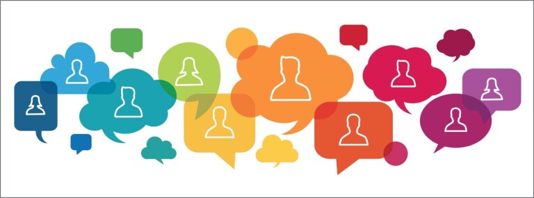 Colorful graphical speech bubbles