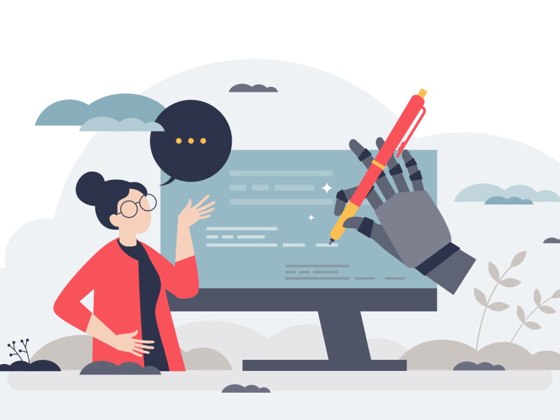 A person using AI assistance for text editing