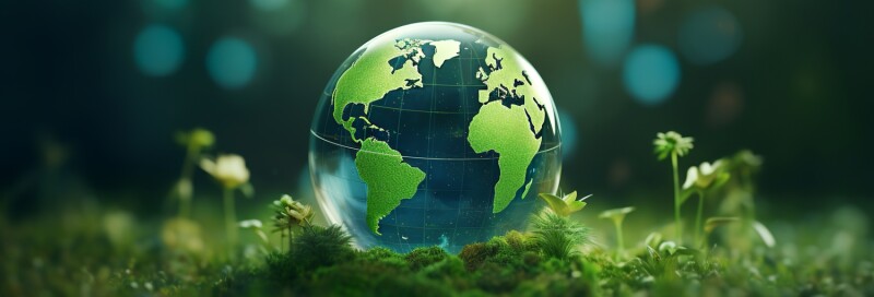 globe of earth sitting on bed of moss