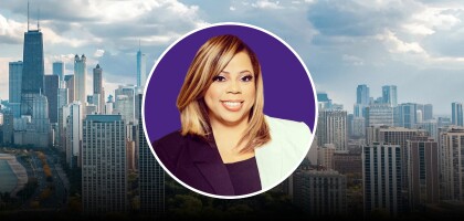 Tifair Hamed overlaid on Chicago skyline