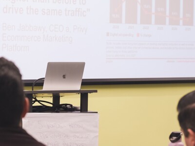 A woman making a marketing presentation