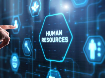 The words "Human Resources" on a computer screen.
