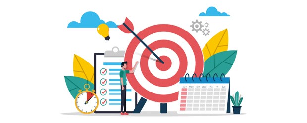 short term goals for essay Multicolor graphic shows an arrow in a target's bullseye.